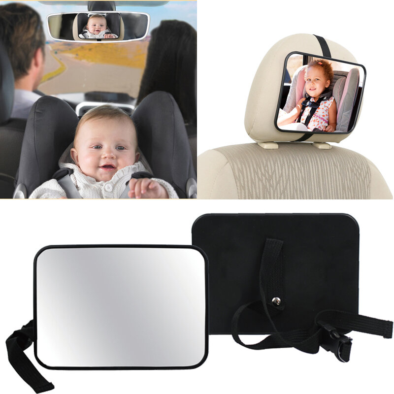 Espejo retrovisor ancho para asiento de bebé/niño de coche, monitor de cristal de seguridad ajustable de coche, reposacabezas, diseño interior, alta calidad