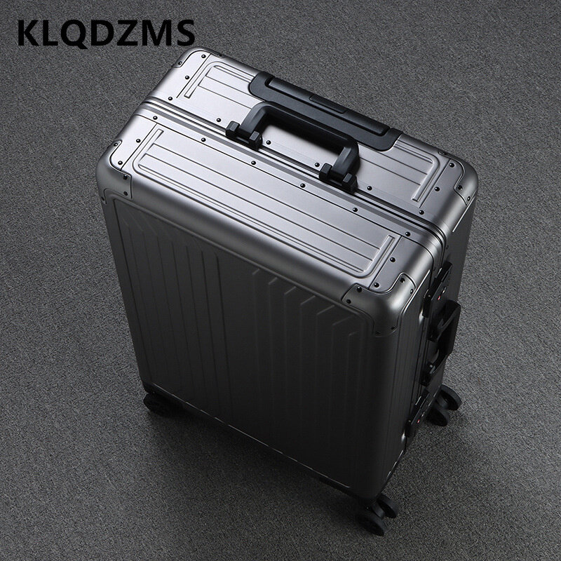 KLQDZMS 20''24''28 Cal męska pełna aluminiowa stop magnezu walizka damska biznes wyżywienie kod Box Rolling bagaż