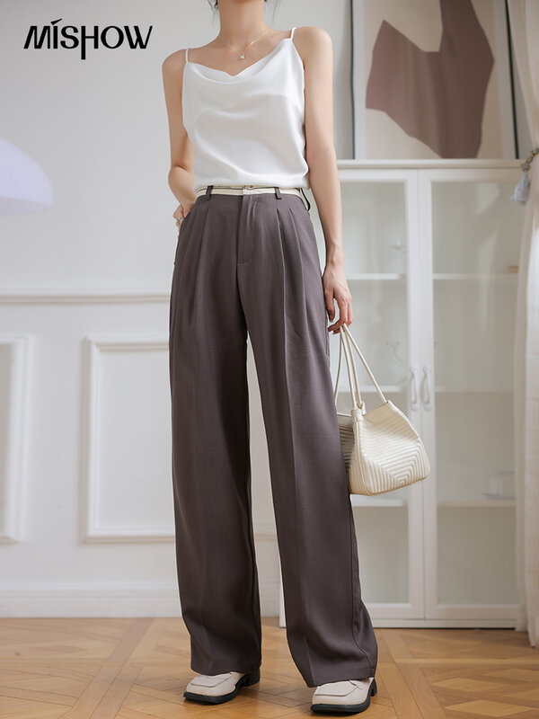 MISHOW spodnie Womans 2023 wiosna koreański stałe spodnie z wysokim stanem kobiety odzież MVB15K0118