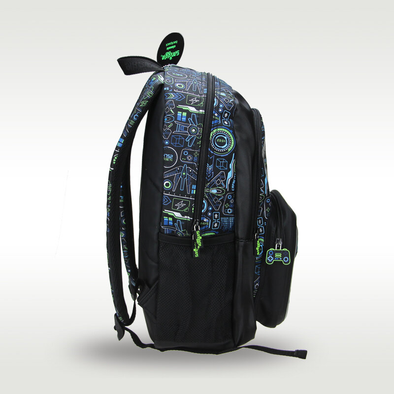 Австралийский Лидер продаж, оригинальный детский школьный рюкзак Smiggle для мальчиков, водонепроницаемый черный рюкзак с ручкой для игровой консоли, для 7-12 лет