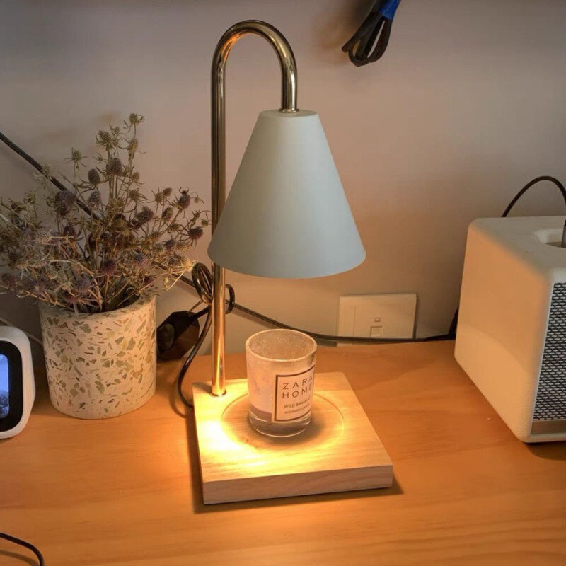 Lampu meja bantu tidur 35W, lampu meja peredupan kontrol romantis, lampu lilin dapat diatur suhu warna
