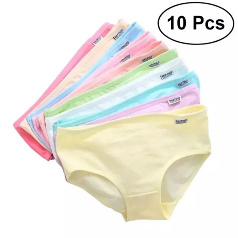 10Pcs/Lot Teens Teenage Panties Kids Underwear Children Cotton Kids Girls Solid Color Puberty 10-16years