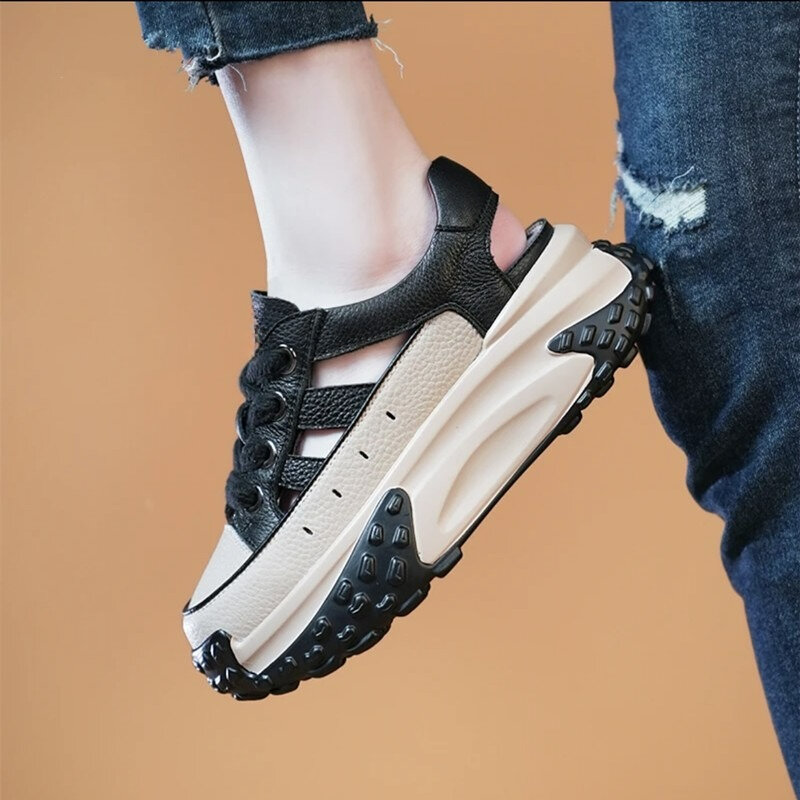 Summer Outdoor Sports Sandals Thick Sole Anti-slip Hollow Design Sports Casual Shoes Comfortable Work Shoes Platform Sandals