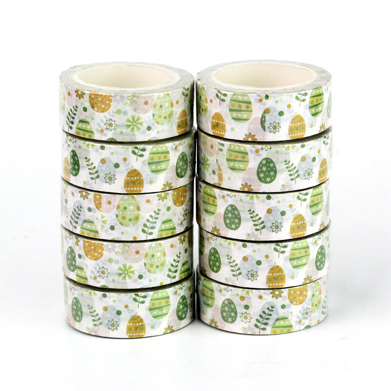 NEW 10PCS./Lot Decor Green Flowers Leaves Easter Eggs Washi Tape for Scrapbooking Diary Adhesive Masking Tape Cute Papeleria