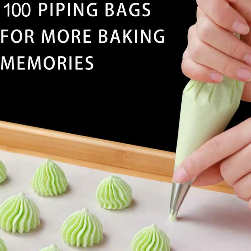 Alat Dekorasi kue, Set 100 buah kantong pipa sekali pakai untuk Cupcake Frosting Pastry Dekorasi segitiga untuk memanggang