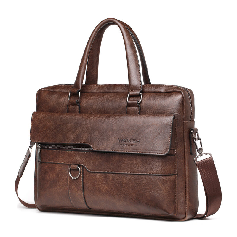 2023 tas koper pria tas kulit PU merek terkenal bisnis kualitas tinggi tas Messenger bahu tas tangan kantor tas Laptop 14 inci