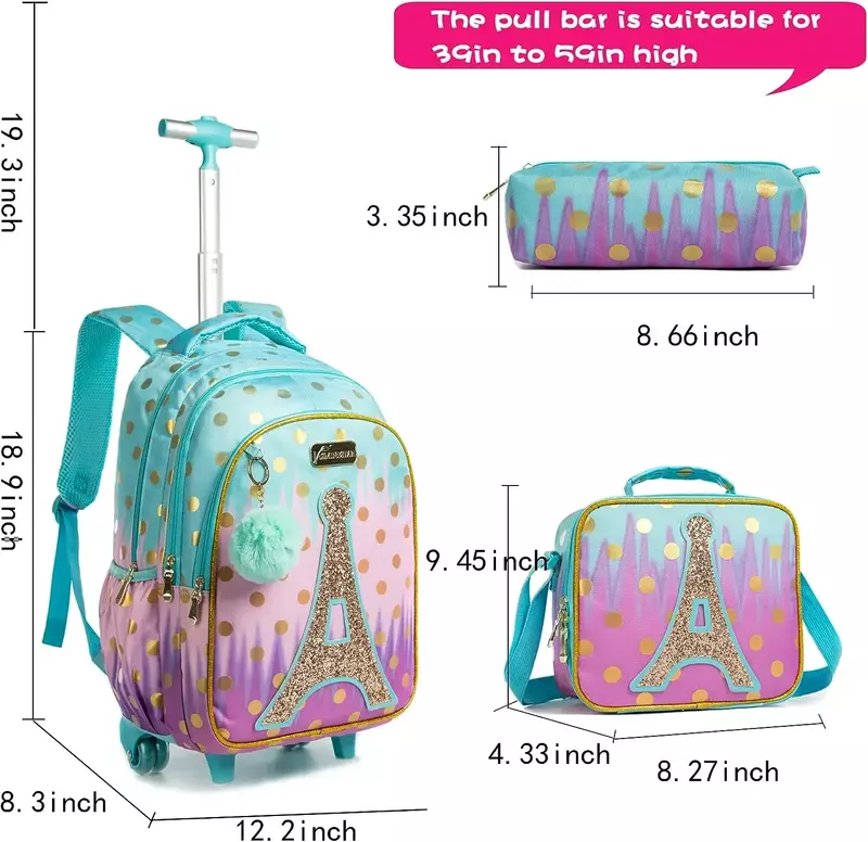 Mochila escolar con ruedas para niños, Bolsa Escolar con ruedas para adolescentes, mochila de lona para niñas, bolsas con ruedas para equipaje de viaje