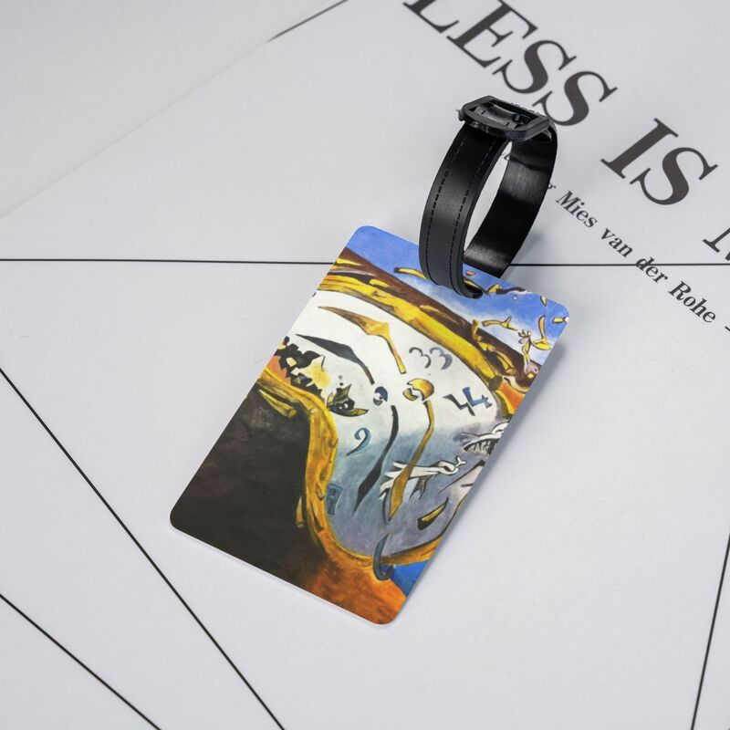 Etiqueta de equipaje de reloj de fusión, cubierta de privacidad, etiqueta de identificación, Maleta de Salvador Dalí