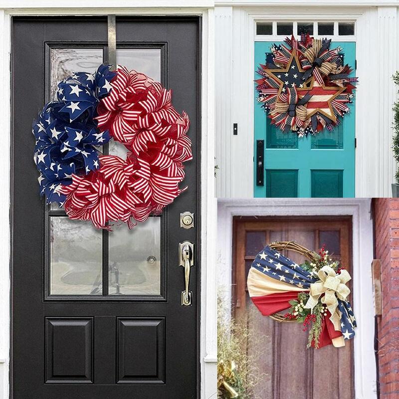 Guirnalda colgante de bandera americana, 1 piezas, corona de larga duración para decoración de puerta delantera, día de la independencia, O4S3