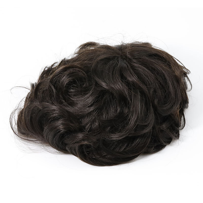 Tupecik dla mężczyzn koronkowa PU 0.08-0.1 proteza kapilarna męska peruka ludzkie włosy męskie peruki System wymiany włosów