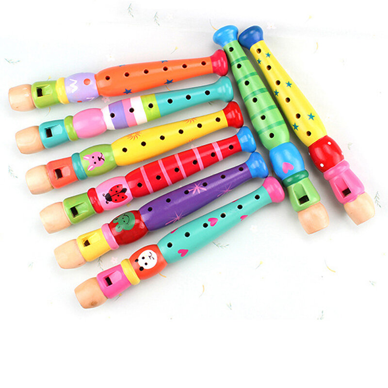 1pc Holz Cartoon Flöte Frühen Bildung Entwickeln Typ 6-Löcher Recorder Flöte Für Kinder Musical Instruments Senden Gelegentliche