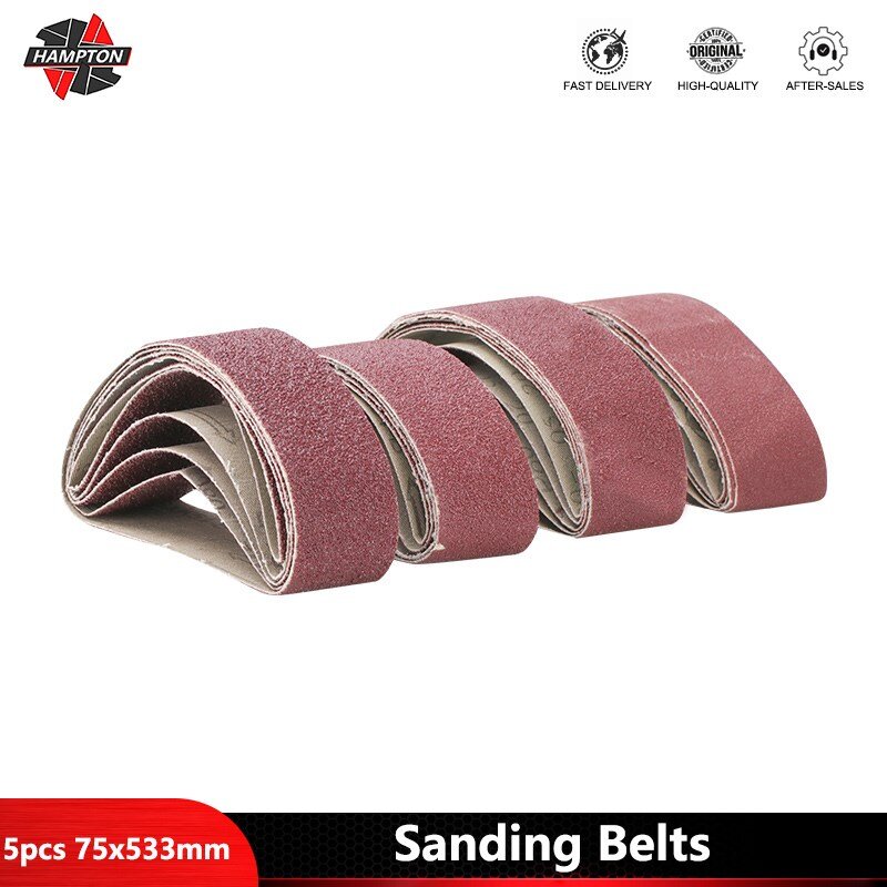 HAMPTON 5pcs Sanding Belts 75x533mm 40/60/80/120 Grit Sander File Belt Set Abrasive Tools Accessories