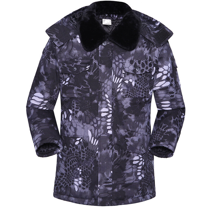 暖かいカーゴオーバーコート,コーティングされた綿の毛皮の襟付きのタクティカルスーツ,防水,暖かい,冬