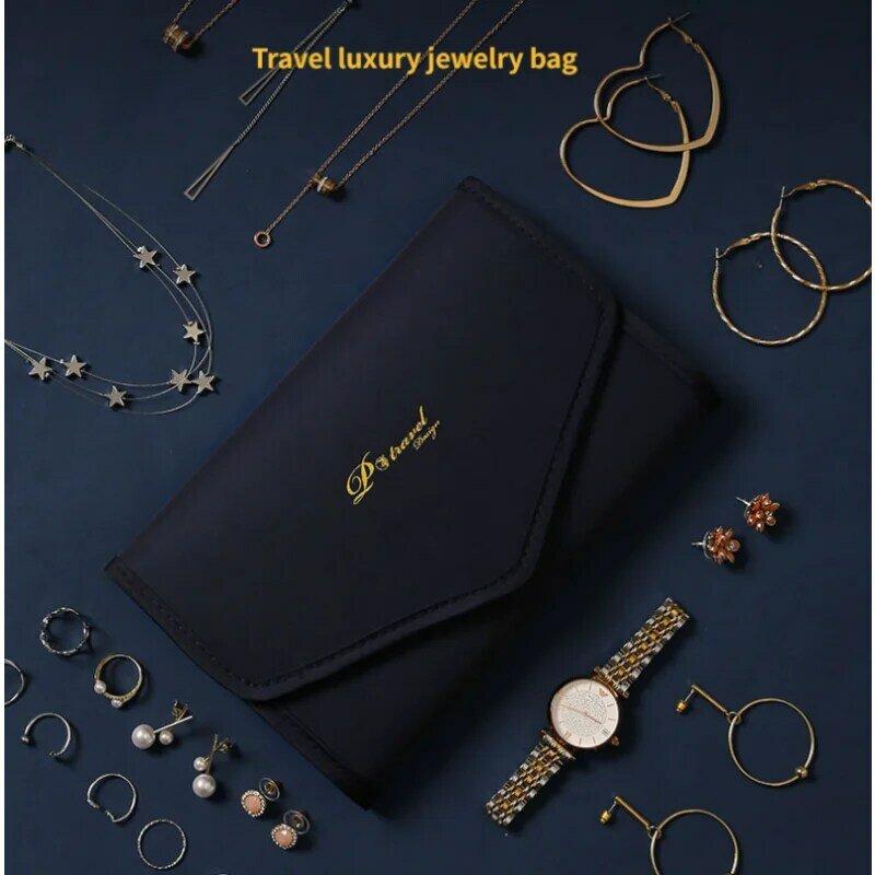 Boîte à bijoux portable pour filles, sac de rangement de voyage, emballage de boucles d'oreilles, cadeau, 150