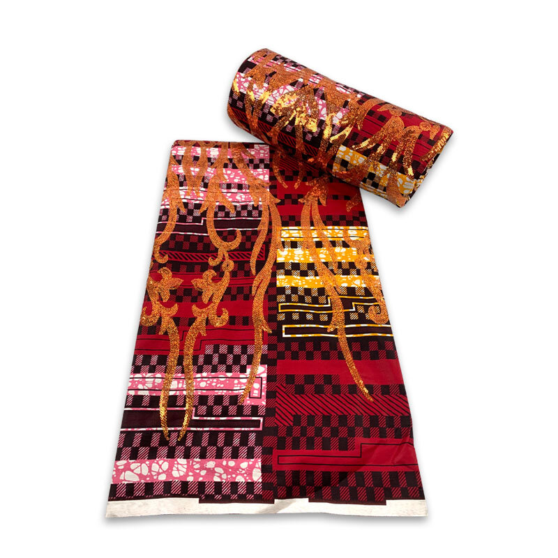 أنقرة نيجيريا قماش مطبوع بالشمع ، كتلة مطرزة من الترتر ، فستان أفريقي لحفلة عيد الميلاد ، Y4 ،