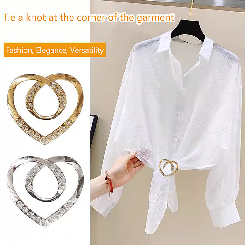 Fashion Corner Hem Waist Knotted Brooches Crystal Pearl Metal Hijab Scarf Ring Button Shirt T-shirt Fixed Buckle Accessories