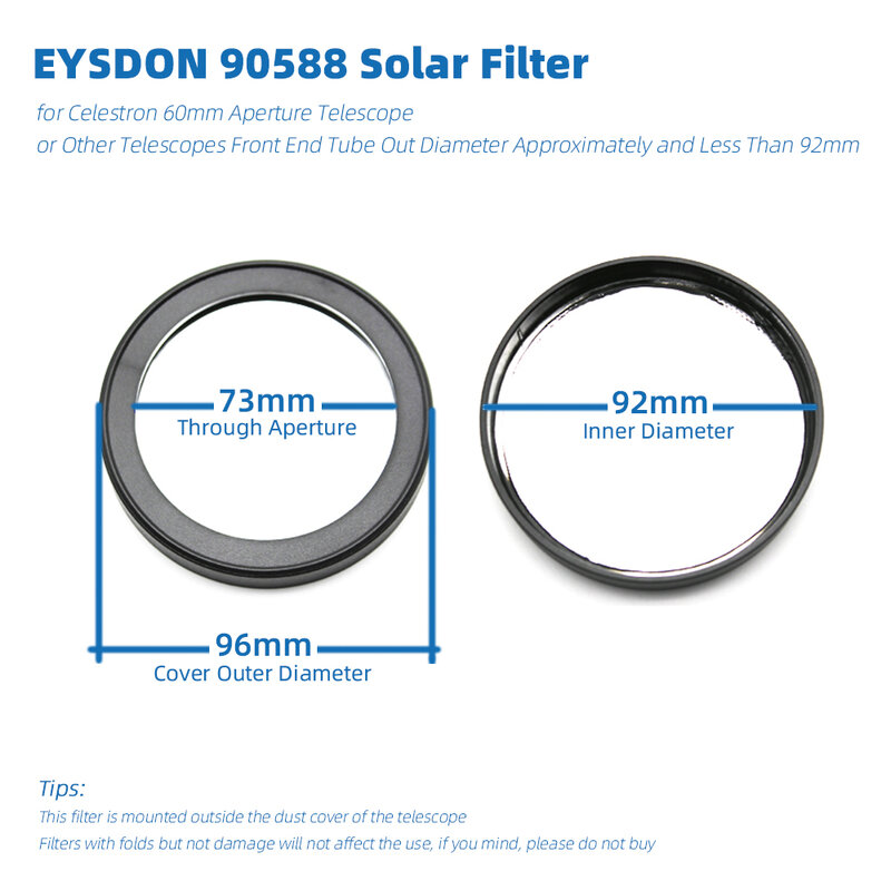 Eysdon Zonnefilter Zonnefilm 5.0 Dichtheid Bard Membraan Voor Celestron 60az Astronomische Telescoop Die De Zonnevlek Observeert