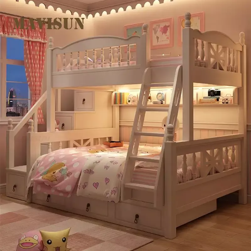Beauty Modern Kids Bunk  Creative Lovely White Princess  For 5 To 8 Years Old Children Kids room Furniture Decoration