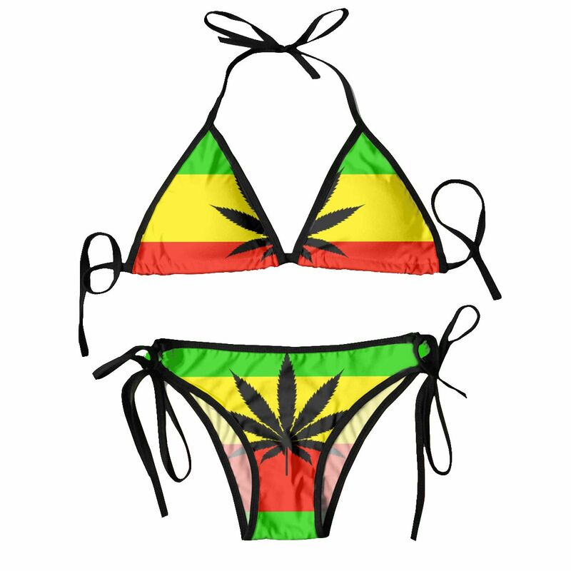 Sexy Bikini 2023 Rasta Flagge Mit Unkraut Badeanzug Frauen Bademode Bikini Set Badeanzug Strand Tragen