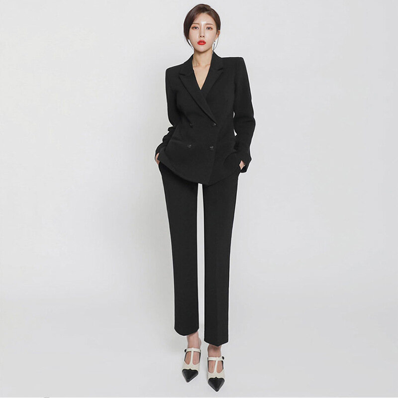 Moda koreański styl Slim Fit wyszczuplający elegancki Dongdaemun komplet garniturów kobiet profesjonalny wiosenny i jesienny kombinezon nowa, do pracy