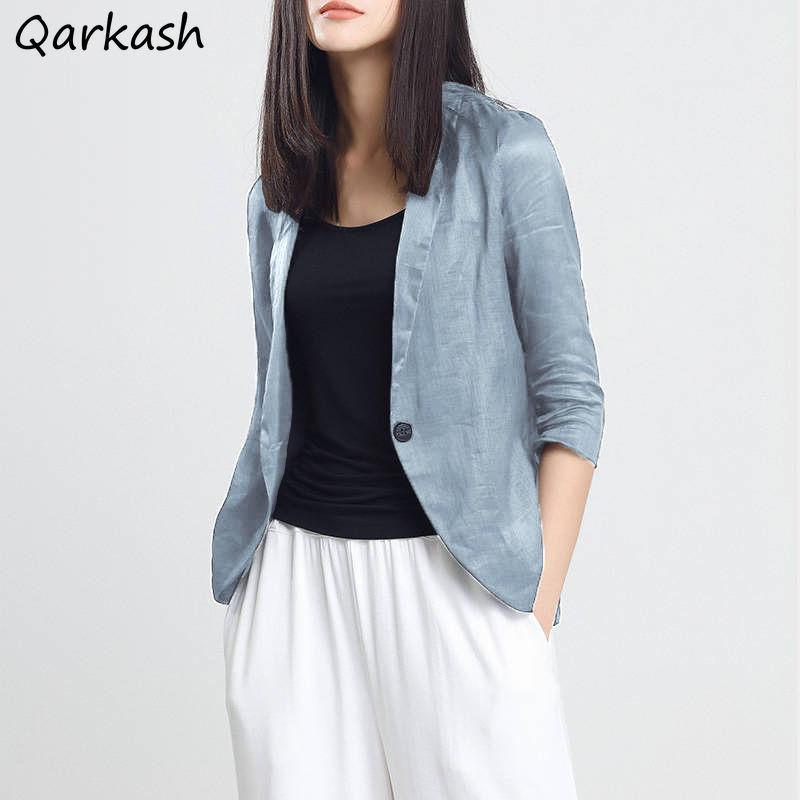 Chaqueta informal de un solo botón Para Mujer, abrigo liso Para oficina, Harajuku, moda coreana, elegante, nuevo, 3XL