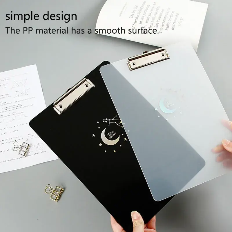Simple A4 File Holder Clipboard with Golden Moon Plastic Clipboard Thin Clip Student Writing Board  Suitable for Office School