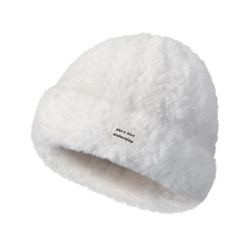 Chapeau en peluche épais pour femme, bonnet solide, bonnet décontracté, casquettes d'extérieur, mode hivernale, mignon, DMZ95