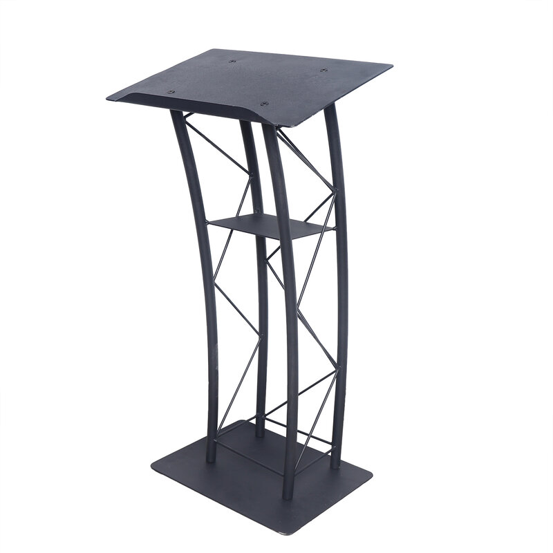 Metal Wood Welcome Table, Curved Podium, 1.65*16.54Inch