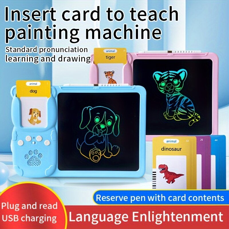 Aprendizagem Educacional Máquina de Cartões Talk e Flash, Educação Infantil, Leitura do Inglês, Audio Book, LCD Writing, Brinquedos Drawboard
