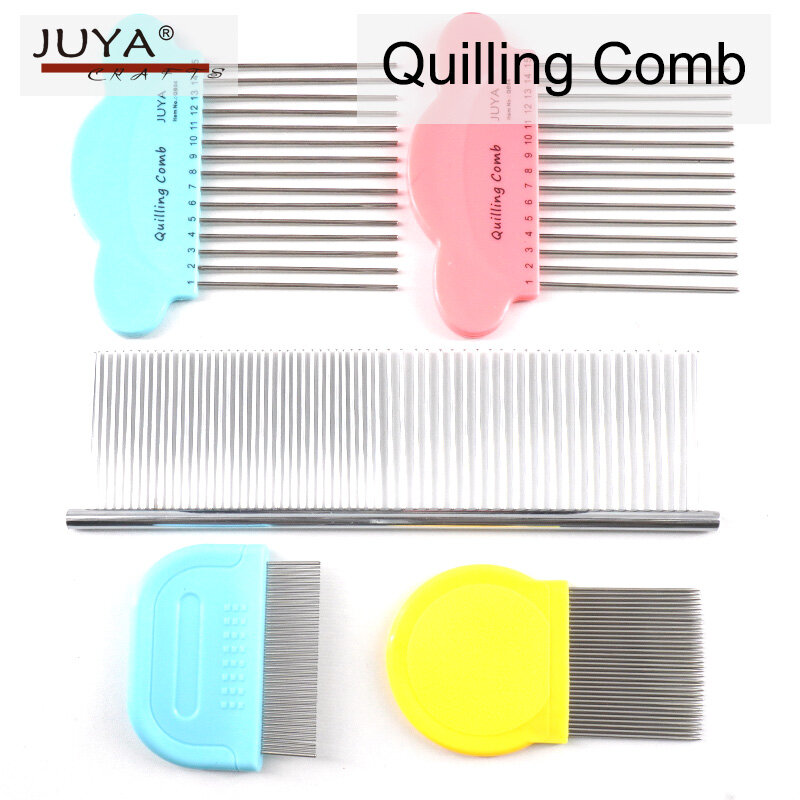 JUYA Quilling peine, 4 estilos, azul y rosa es estilo tradicional, 2 funciones peine y 2 peines pequeños es nuevo.