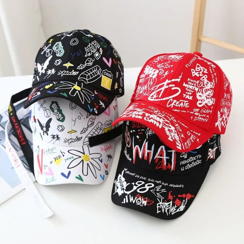 Cotton Graffiti Baseball Caps Casual Sports Sunshade Hip Hop Hat Adjustable Outdoor Summer Visor Cap Unisex