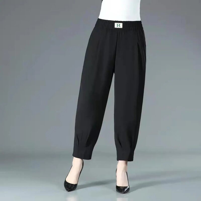 Брюки-султанки женские с эластичным поясом, офисные модные однотонные свободные прямые штаны с карманами, белые, весна-осень