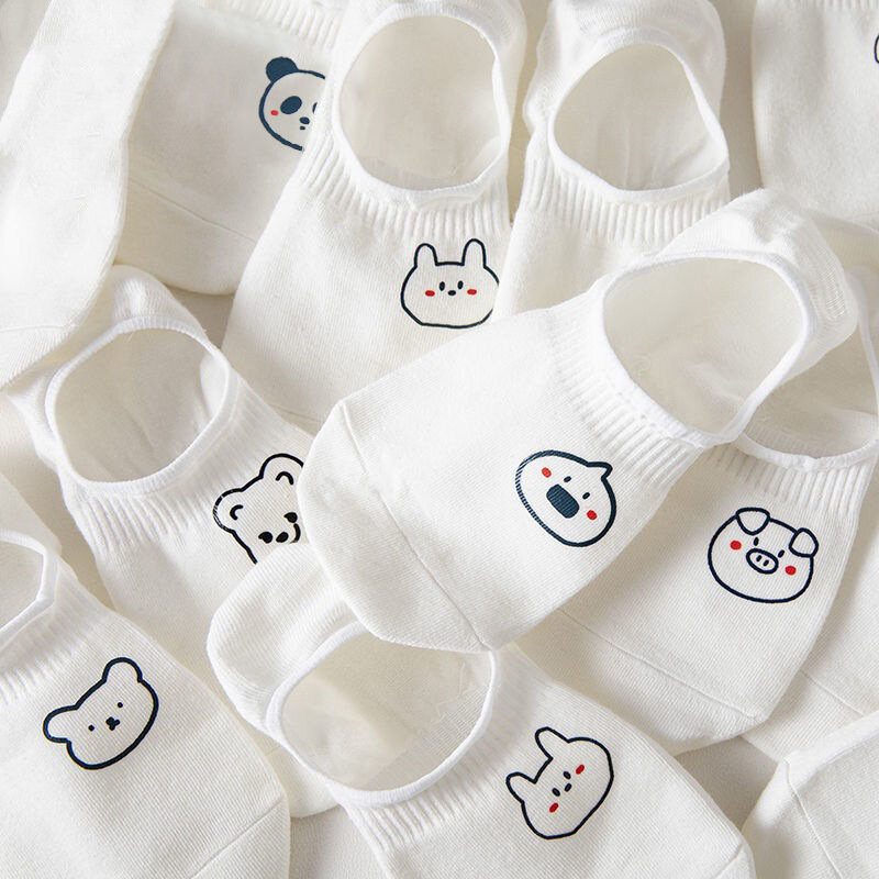Calcetines tobilleros de algodón para mujer, diseño de conejos, vacas, corazones, animales cálidos e informales, 5 pares de 10 piezas
