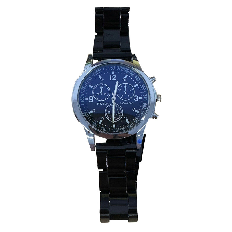 Reloj de cristal de luz azul colorida para hombre, reloj de banda de acero de tres ojos, reloj de cuarzo para hombre, reloj de moda de lujo, regalo