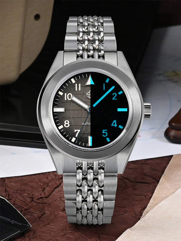 San Martin jam tangan olahraga pria, desain asli 39.5mm mode jam tangan pola kotak mekanis otomatis Dial dapat disesuaikan gesper 10ATM