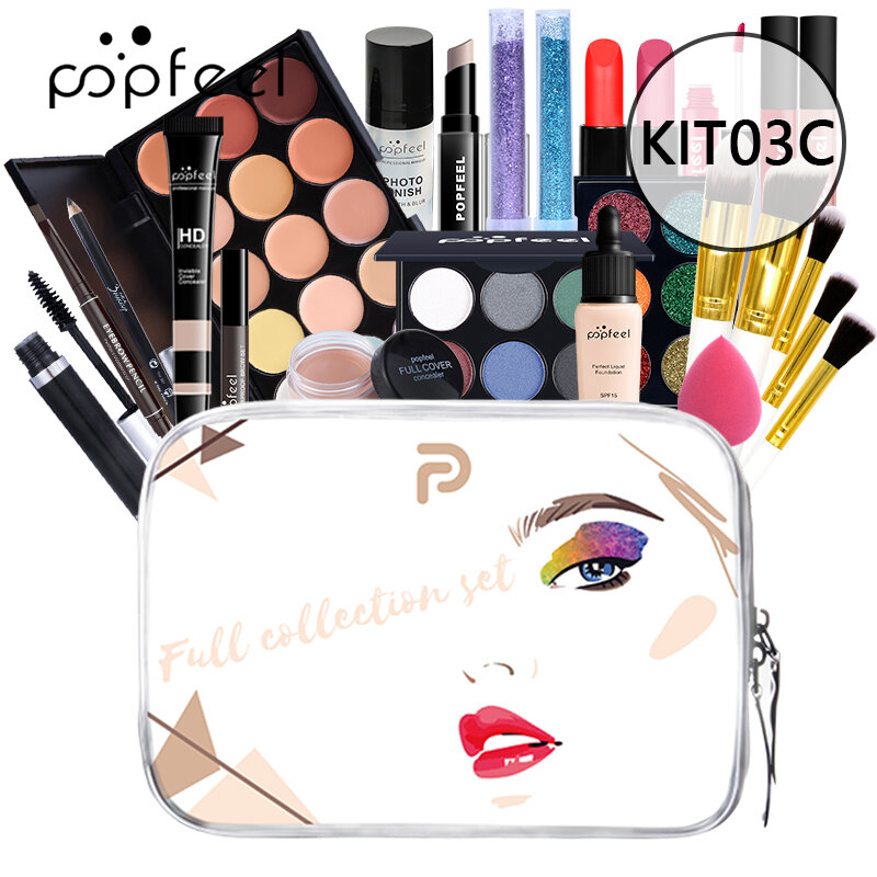 All In One Makeup Set Eyeshadow Palette/ Lip Gloss/Concealer/ Eyeliner/ Cosmetic Bag Full Makeup Kit Women Gift Box Palette