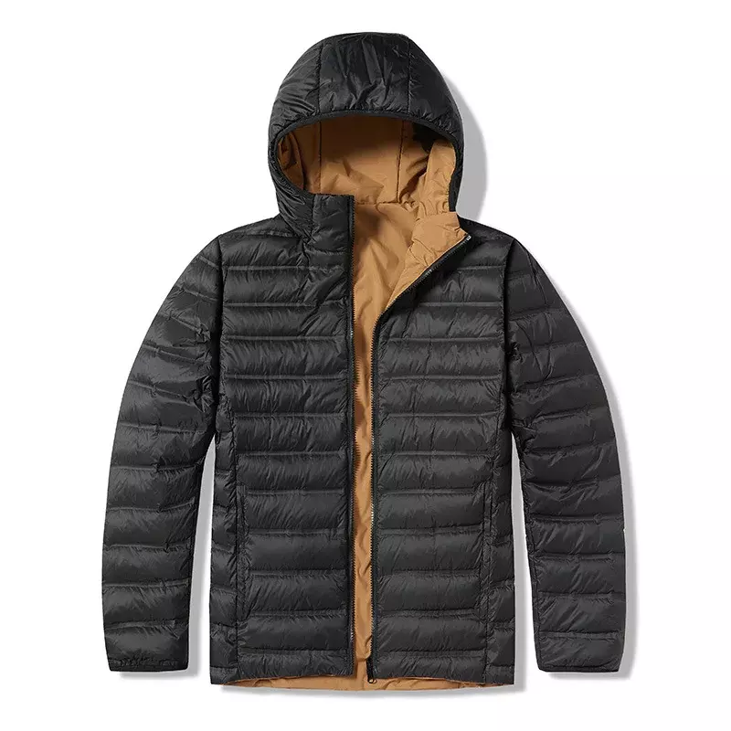Chaqueta de plumón estándar nacional para hombre y mujer, abrigo cálido a prueba de salpicaduras, ligero, con capucha en ambos lados