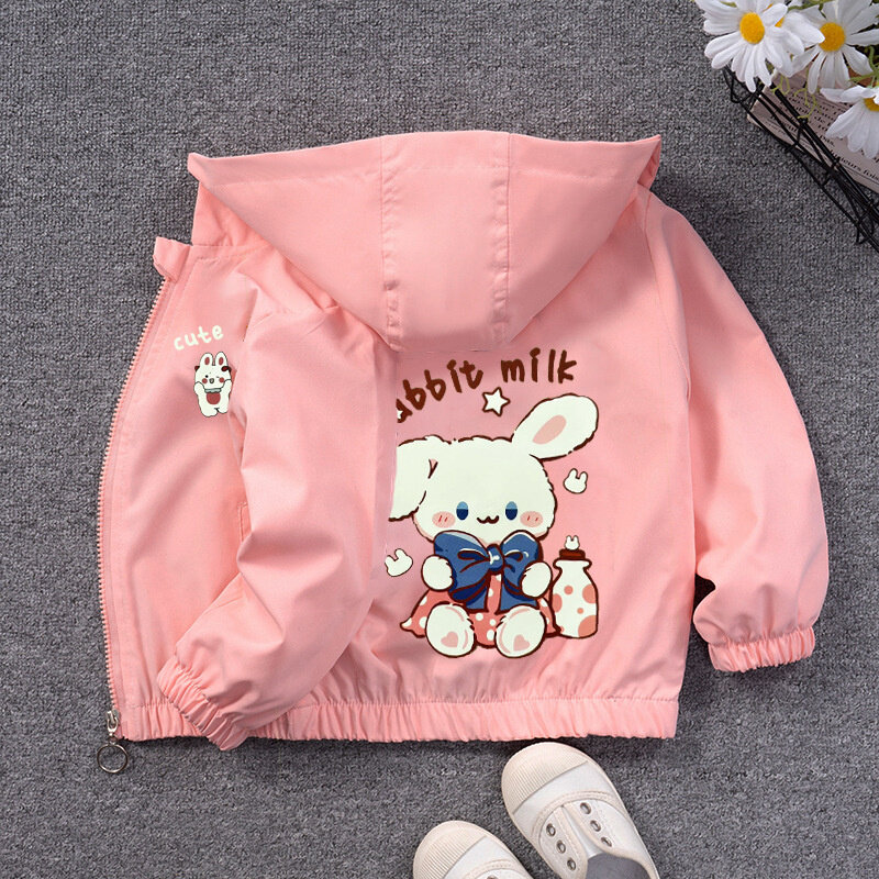 Girls Coat Overcoat Jacket Windbreak Outerwear 2024 Pink Spring Autumn Cotton Plus Size Teenagers Children's Clothing