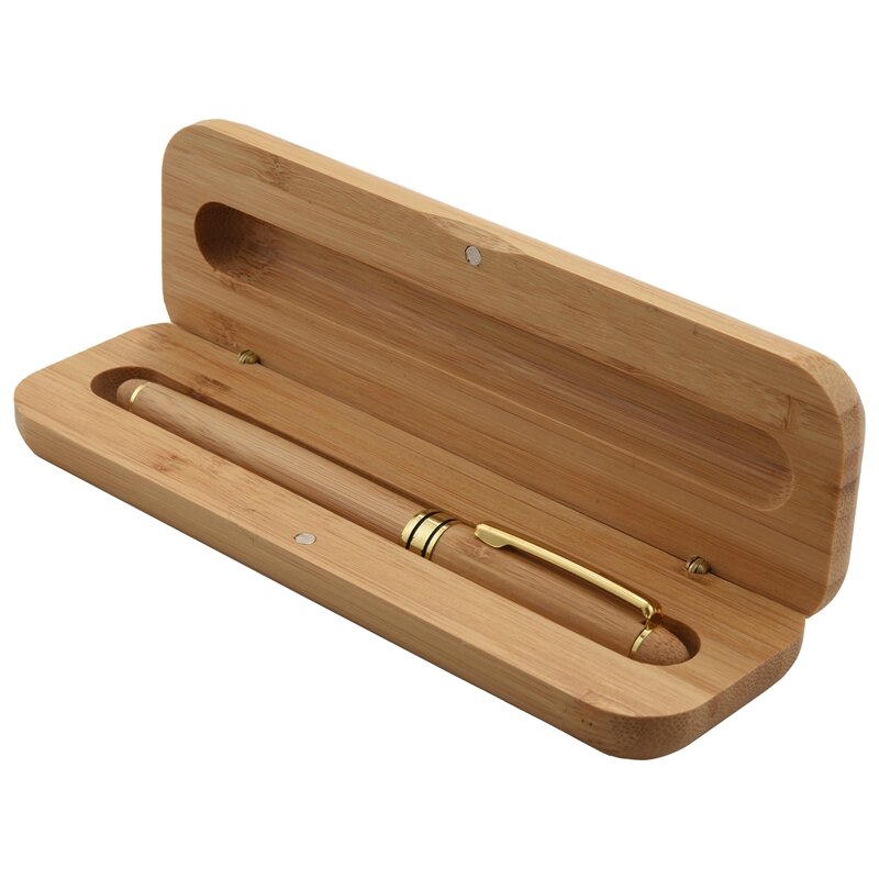 Penna stilografica Vintage elegante in bambù con scatola per regali aziendali penne da scrittura per ufficio di marca di lusso