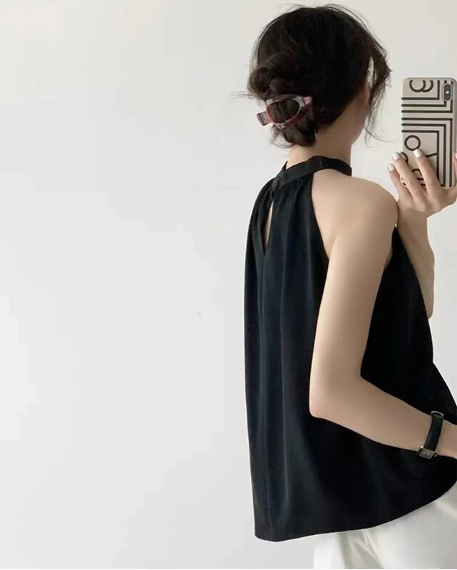 VITALITYEC Design Sense Niche Shirt Women Summer New 2023, francuska koszula Puff Sleeve Clavicle Top