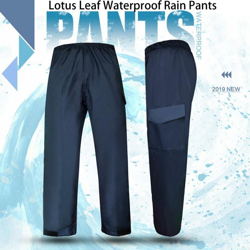 Cycling Rain Pants Elastic Waistband Full Length Hiking Travel Women Men Rainwear Wear-resistant Rain Pants Adult Garment