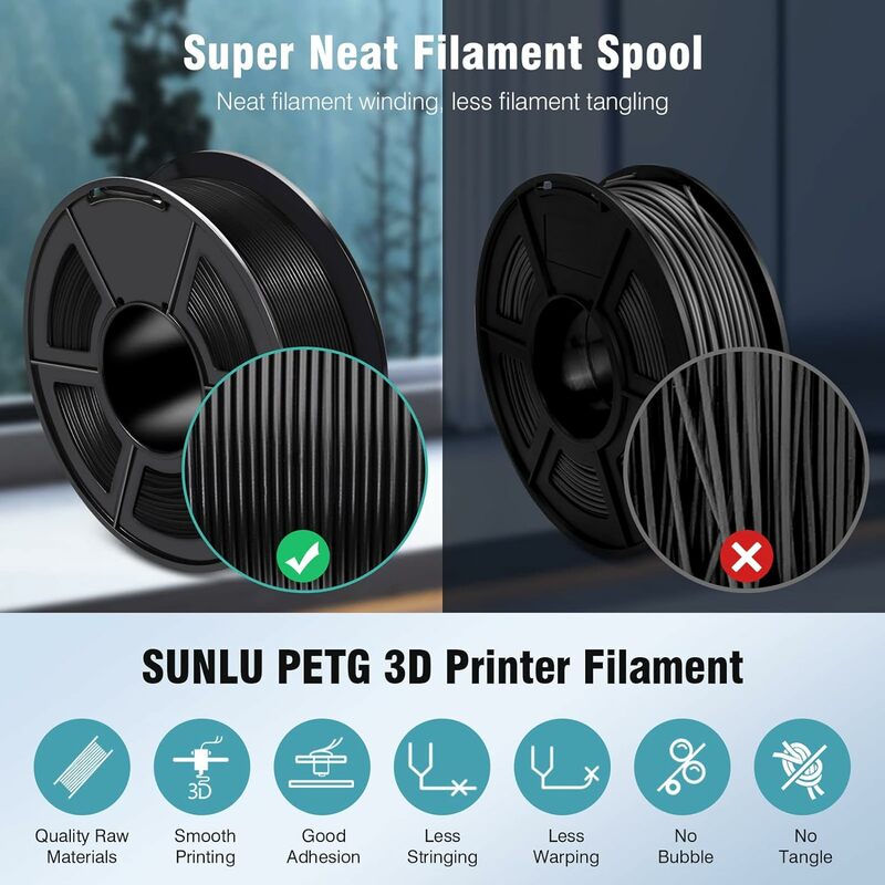 SUNLU 3D Filament PLA/PLA META/PETG/ABS/TPU/PLA MATTE/PLA PLUS 1.75mm 10Roll 1KG/0.5KG 3D Printer Filament for 3D Printer
