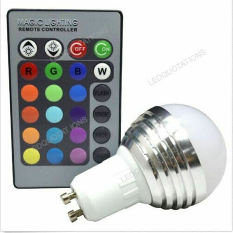 หลอดไฟไฟสปอร์ตไลท์ RGB LED GU10หรี่แสงได้3W รีโมทคอนโทรลของตกแต่งบ้านโคมไฟเปลี่ยนสีได้โคมไฟตกแต่งเวที