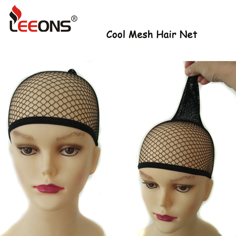 Bonnet de perruque élastique pour femme, filet à cheveux en nylon, extrémité ouverte, filet de tissage en maille document noir, haute qualité, 1 paquet
