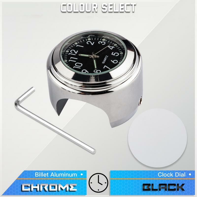 Orologio da manubrio per moto In lega di alluminio impermeabile orologi da manubrio precisi Glow In The Dark antiscivolo antiurto Fit