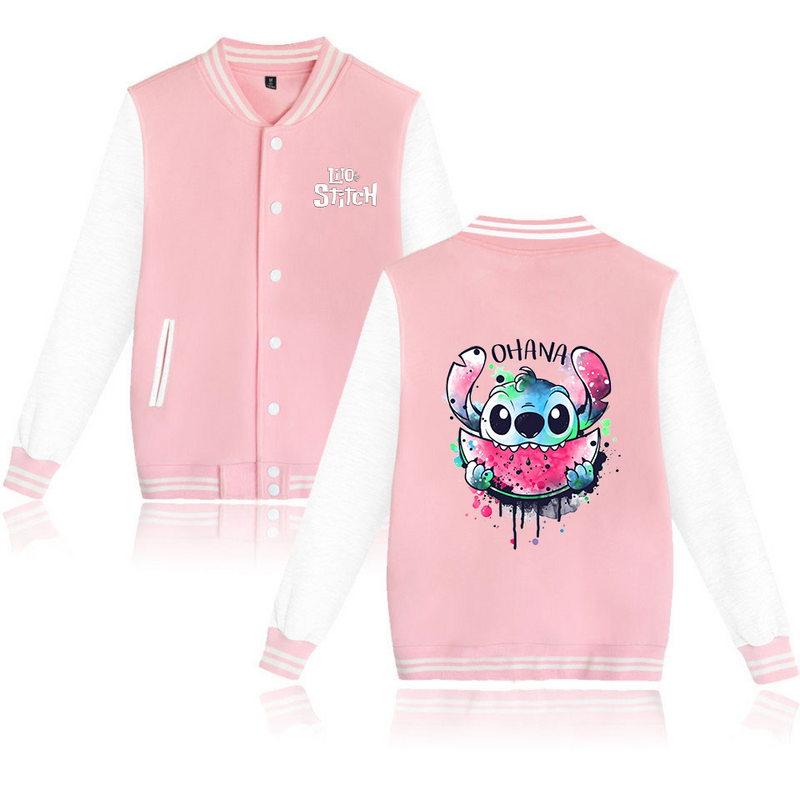 Jaqueta de beisebol Lilo Stitch masculina e feminina, streetwear Hip Hop Harajuku, casacos universitários soltos para crianças, meninos e meninas