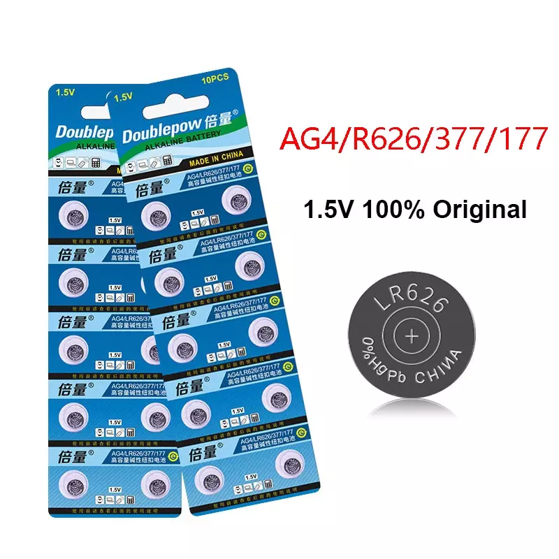 10pcs 1.5V Alkaline button battery  AG4 377A LR626 SR626SW 377 177 Button cell Watch Battery Coin Cell Battery alkaline