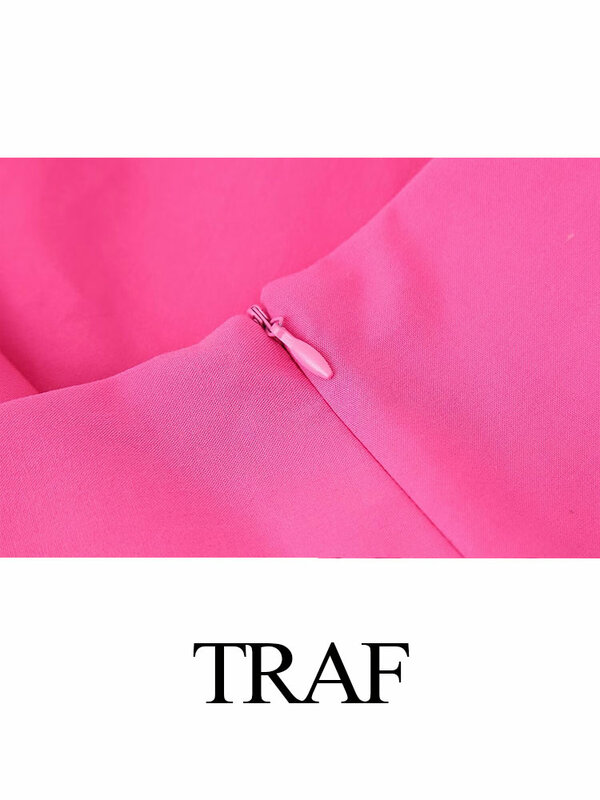 TRAF-Falda corta informal de verano para mujer, minifalda con pliegues anchos de Color liso, corte en A y Tiro medio, a la moda, 2024