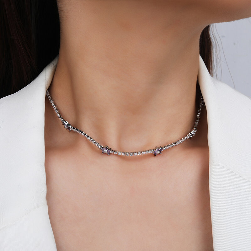 Ожерелье-чокер женское из серебра 1,5 пробы с фианитом, 925 мм