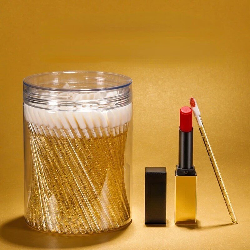 Barra de cristal desechable para labios, pincel portátil para glaseado, Flocado de pelo suave, herramientas de maquillaje, 100